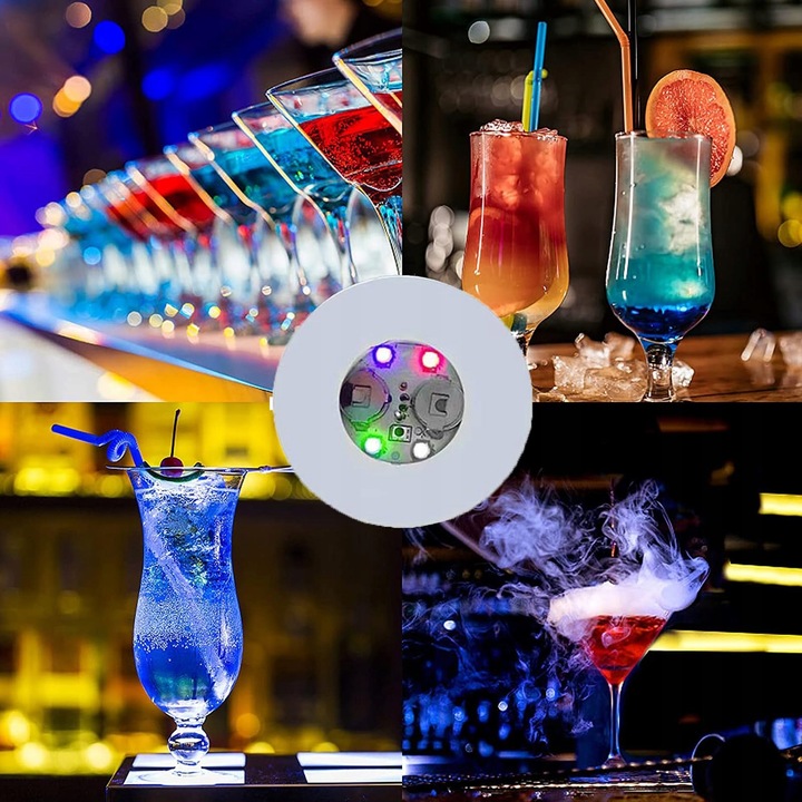 Podstawka Naklejka LED pod Butelkę Szklankę Kubek Zestaw 10 szt.