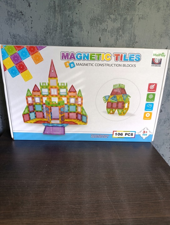 Klocki Magnetyczne Duże Konstrukcyjne 3D Zestaw 106 elementów