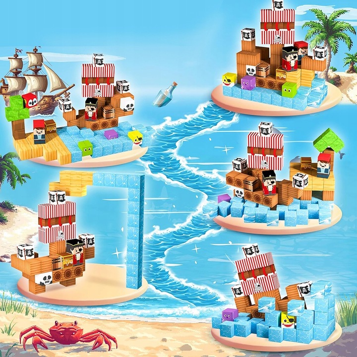 KLOCKI MAGNETYCZNE SZEŚCIANY DLA DZIECI 100 KLOCKÓW MODUŁY EDUKACYJNE STEM