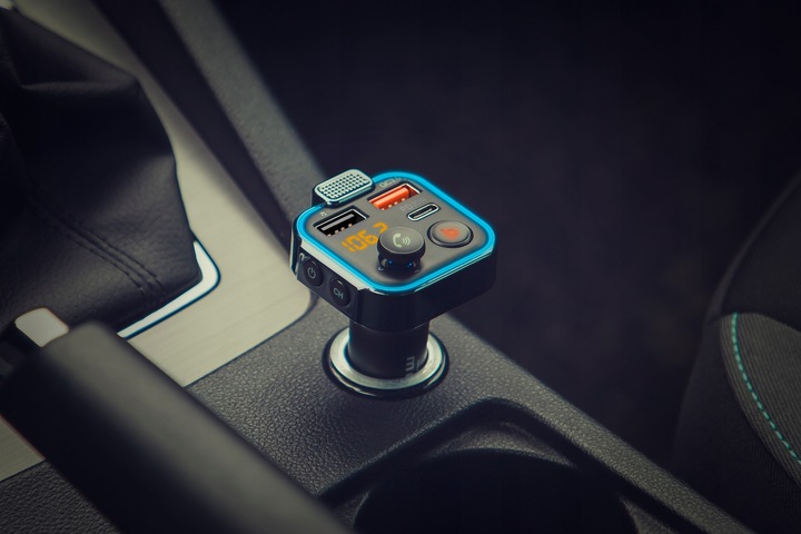 TRANSMITER BLUETOOTH 5.0 FM ŁADOWARKA USB PD 20W QC 3.0 BASS MOCNY MIKROFON