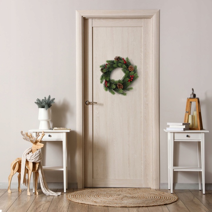 WIANEK ŚWIĄTECZNY STROIK NA DRZWI STÓŁ WIENIEC OZDOBA PREMIUM ŚWIĘTA 45 cm