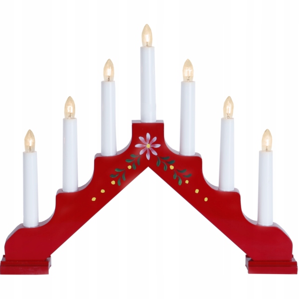 Świecznik adwentowy drewniany czerwony ADAM
