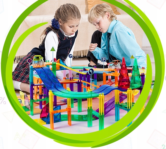 Tor magnetyczny samochodowy Picasso Tiles klocki magnetyczne 50 el duży