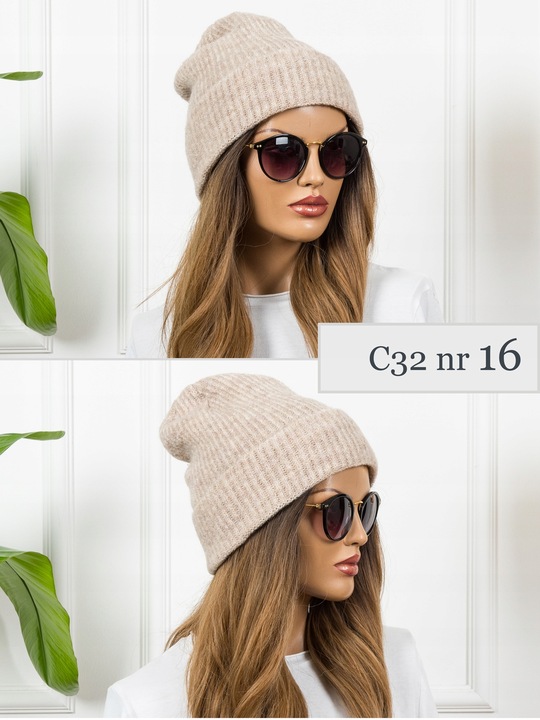 CZAPKA DAMSKA Zimowa Beanie czarna CIEPŁA Wywijana POLSKA z wełną KOLORY