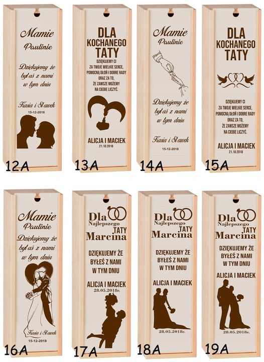 PUDEŁKO SKRZYNKA NA WINO GRAWER PREZENT ŚLUB PRIM