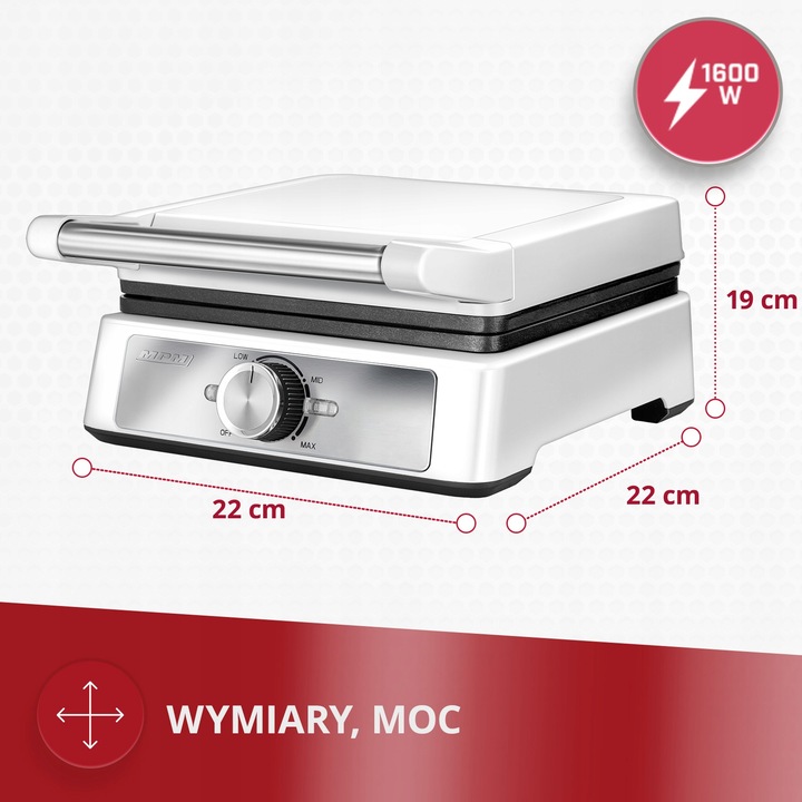Gofrownica mocna srebrna 2 gofry MPM MGO-41 1600W