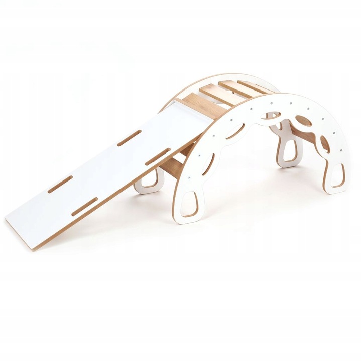 Bujak Montessori + ścianka/zjeżdżalnia biało-dębowy BM-310