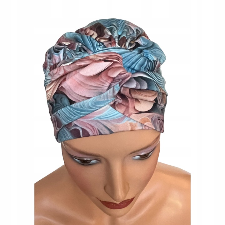 Marszczona czapka damska Sara 413 turban z bawełny także po chemioterapii