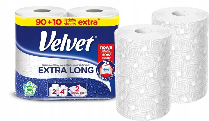 Velvet ręczniki papierowe Extra Long 9x2 rolki 100 listków