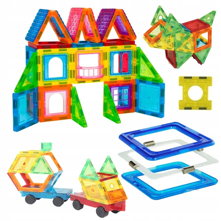 Klocki magnetyczne duże konstrukcyjne 3D zestaw 212 elementów Magnetic -S-