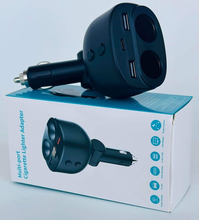 M.Tacho Rozgałęźnik/Rozdzielacz USB 12/24V|2 x USB|2 x zaplnicz|1 x USB-C