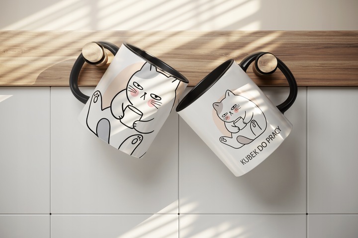 KUBEK PREMIUM DO PRACY KAWY WALENTYNKI URODZINY Z KOTEM KOT PREZENT ZABAWNY