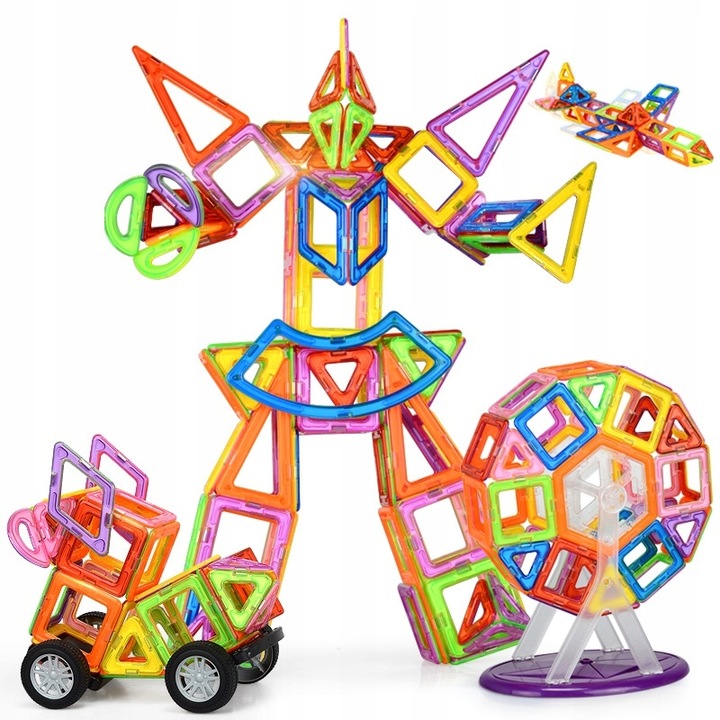 KLOCKI MAGNETYCZNE KONSTRUKCYJNE PANELE NEODYMOWE DLA DZIECI ZESTAW 128 EL.