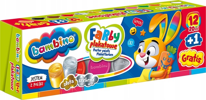 BAMBINO FARBY PLAKATOWE 12 KOL + 1 GRATIS 20 ML