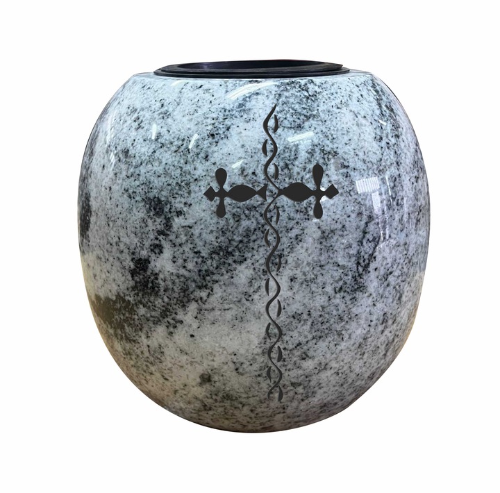 Wazon na grób Wazon na Pomnik W Kształcie Kuli Biały Granitowy (Wiscount)