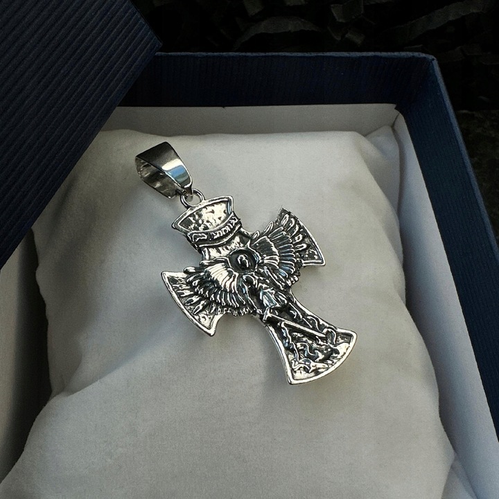 Michał Archnioł krzyżyk duży męski srebro zawieszka 925 swiety