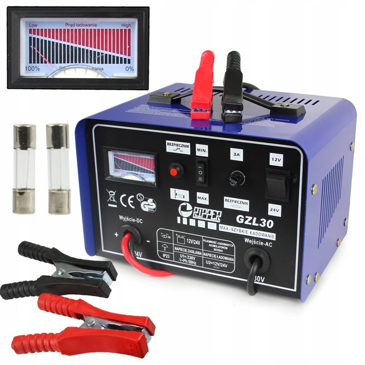 PROSTOWNIK Z FUNKCJĄ SZYBKIEGO ŁADOWANIA 30-250 Ah DO AKUMULUATORÓW AUTA
