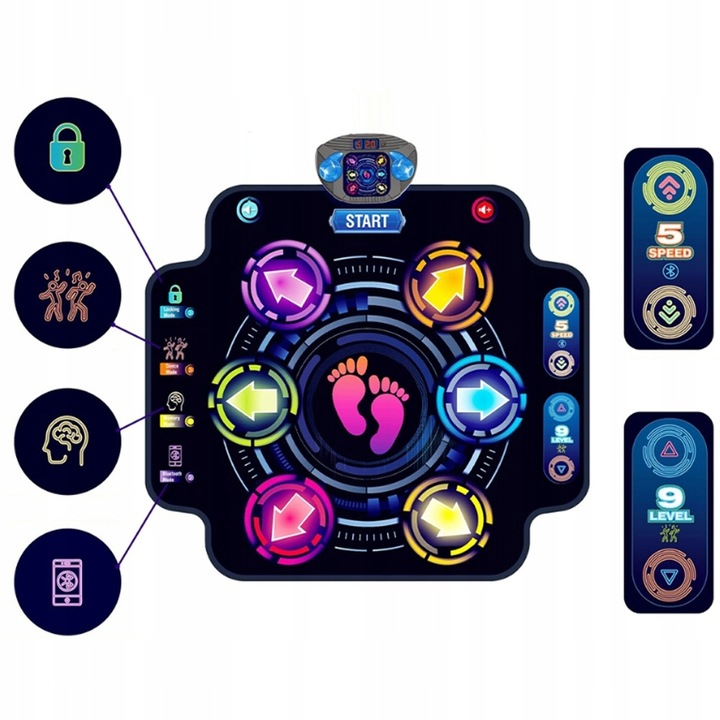 MUZYCZNA MATA DO TAŃCA DLA DZIECI MUZYKA GRA BLUETOOTH 5 TRYBA 9 POZIOM