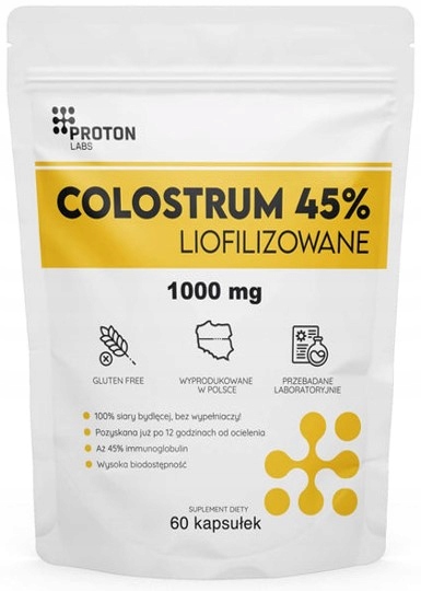 Proton Labs - Colostrum Liofilizowane 45% immunoglobulin 1000 mg | 60 kaps.