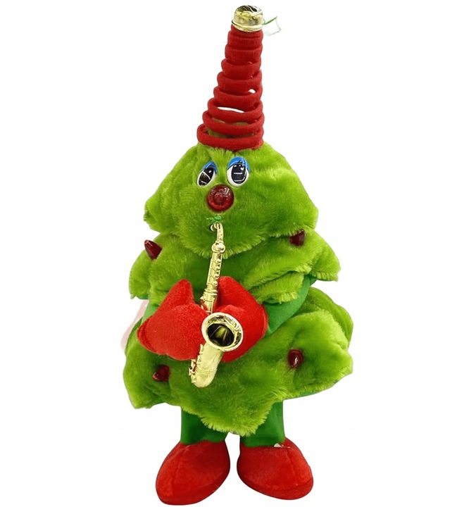 Choinka Z Saksofonem Tańcząca Oraz Grająca 8 Melodii Z Dzwoneczkiem 36cm