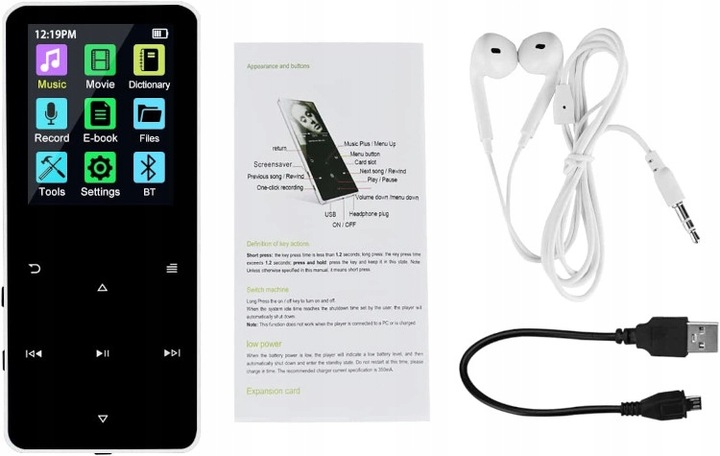 ODTWARZACZ MP4 MP3 16GB BLUETOOTH 5.0 HiFi RADIO