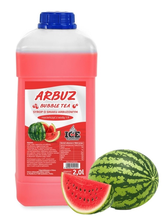 Koncentrat do kulek Bubble Tea 2l ARBUZ 2,7kg 1:9 - syrop o smaku arbuzowym