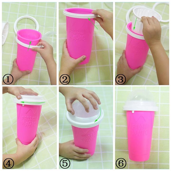 Kubek do Lodów Granity Sorbetów Slushy Koktajli Mrożonych z Łyżk/Słom 330ml