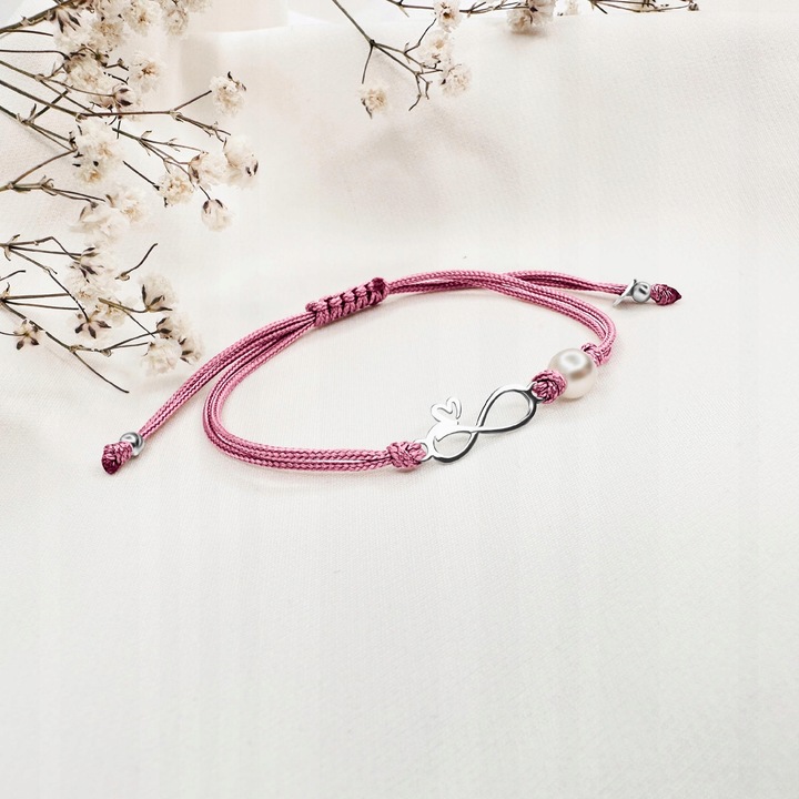 Bransoletki dla dziewczynek srebrna nieskończoność bransoletka na sznurku