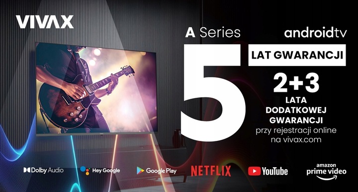 Telewizor SMART TV LED 32" VIVAX 32LE10K Android11 BEZRAMKOWY 5 LAT OCHRONY