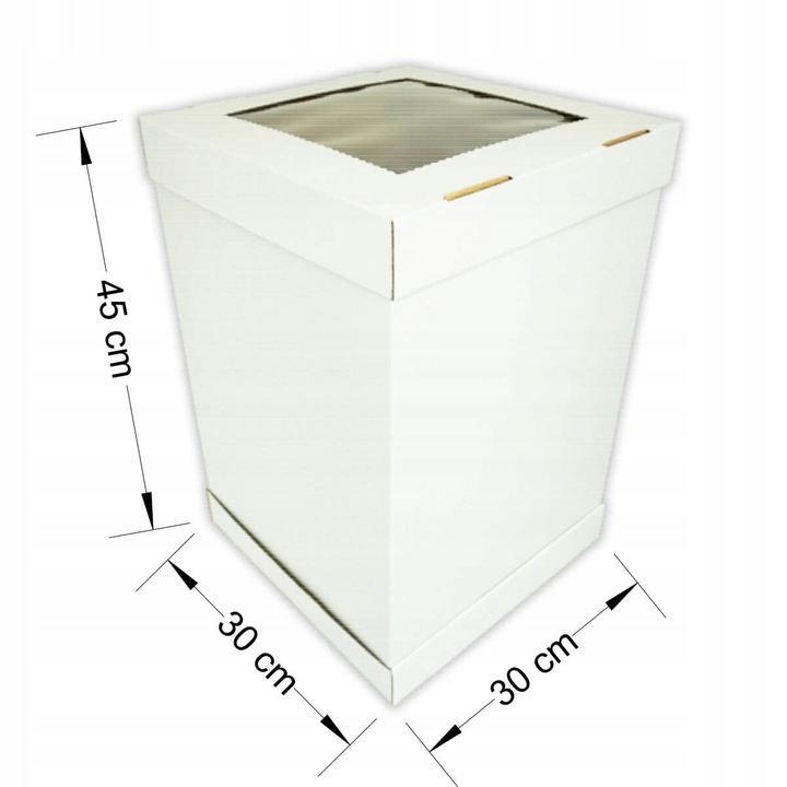 Karton na wysoki tort pietrowy 30x30x45 cm z okienkiem BARDZO MOCNE pudełko