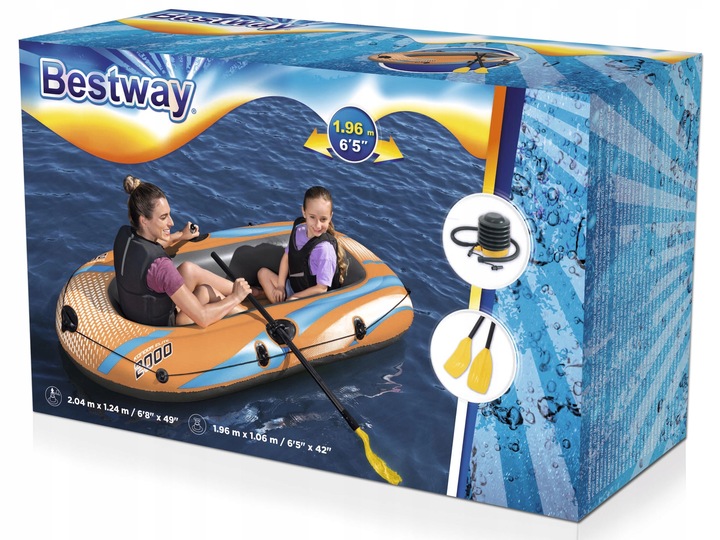 Ponton Dmuchany 2 Osobowy Kondor Elite 2000 + Pompka Wiosła Bestawy 61141