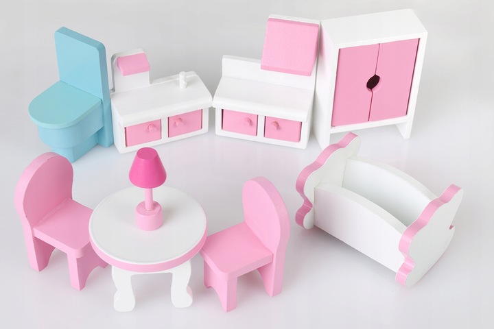 DUŻY DOMEK DLA LALEK DREWNIANY WILLA TARAS + MEBELKI + OŚWIETLENIE LED