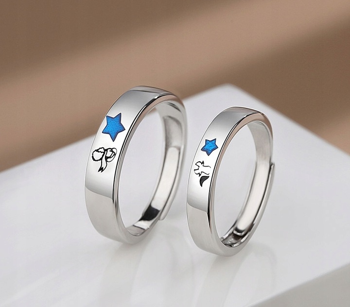 Pierścionki srebrne mały książę i lis regulowane