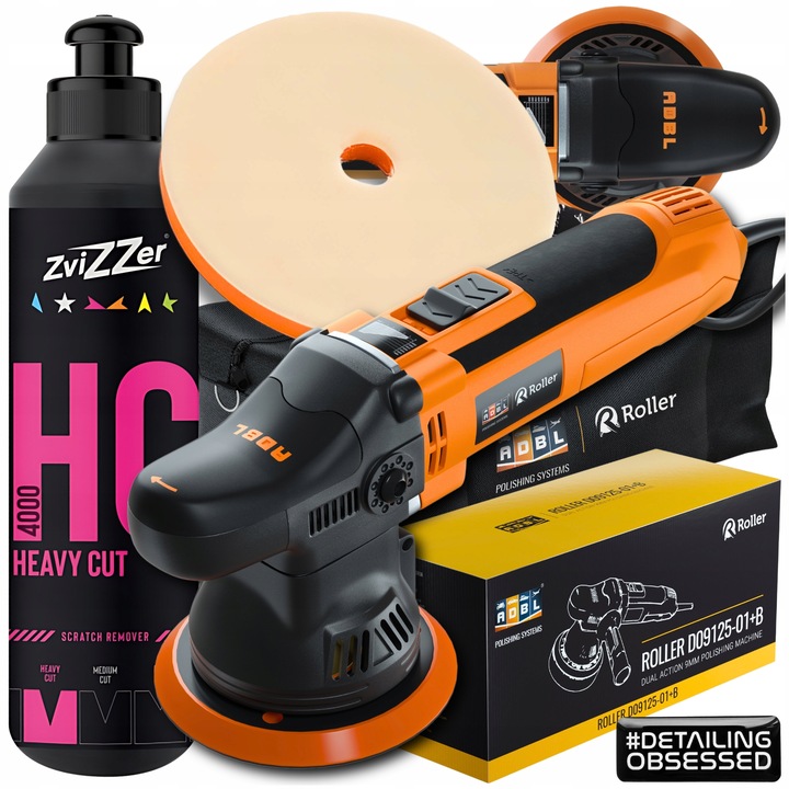 ADBL ROLLER MASZYNA POLERSKA 9MM zestaw na mocne zarysowania pasta + futro