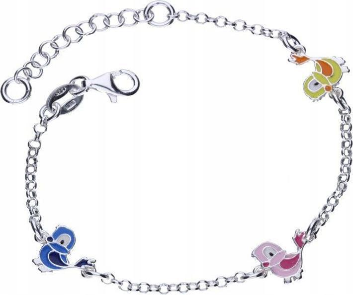 Srebrna bransoletka 925 kolorowe ptaszki 3,51g z zawieszkami modnymi ptak