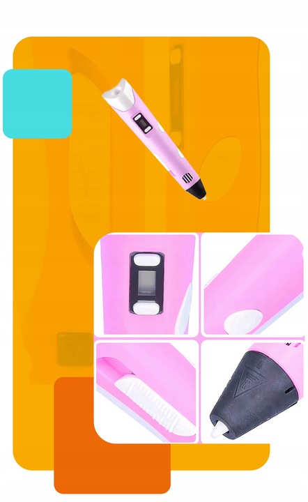 DŁUGOPIS 3D DLA DZIECI DRUKARKA 3D PEN RÓŻOWY + WKŁADY 110M ZESTAW XL