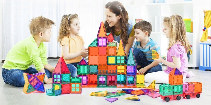 KLOCKI MAGNETYCZNE KAFELKI ZESTAW XXL 100 EL PICASSO RAINBOW MAGNETIC TILES