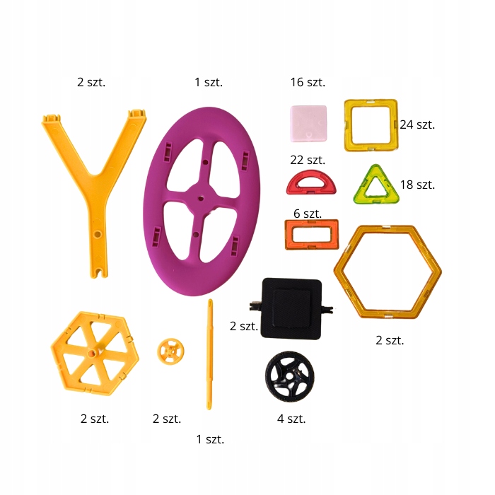 KLOCKI MAGNETYCZNE Zestaw 72 elementy Panele Figury 3D