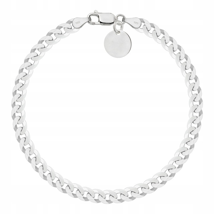 SREBRNA PEŁNA BRANSOLETKA MĘSKA PANCERKA SOLIDNA PR. 925 + GRAWER GRATIS