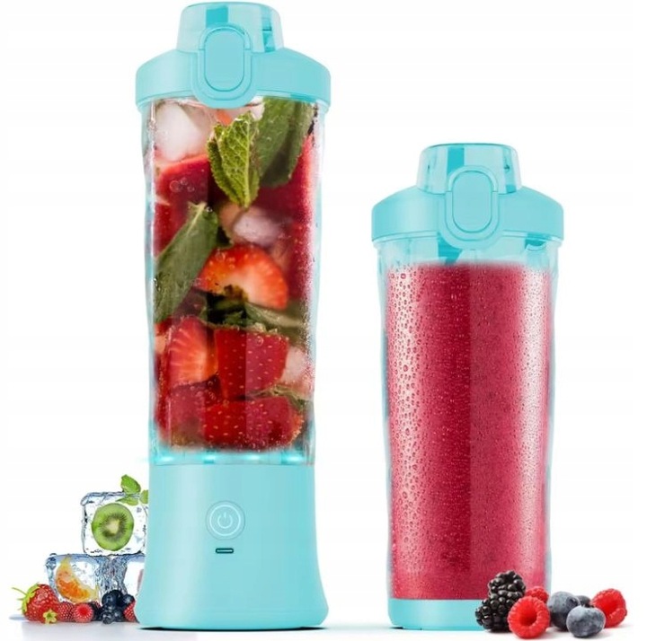 BLENDER SHAKER TURYSTYCZNY DIODY LED USB-C AKUMULATOR 600ML BEZPRZEWODOWY