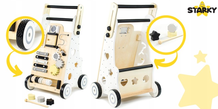 PREZENT NA ROCZEK JEŹDZIK PCHACZ DREWNIANY CHODZIK TABLICA MANIPULACYJNA