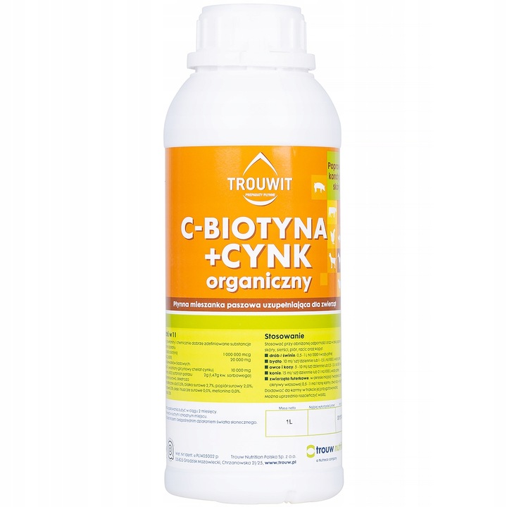 Witaminy dla kur bydła Trouwit Biotyna+Cynk 1l