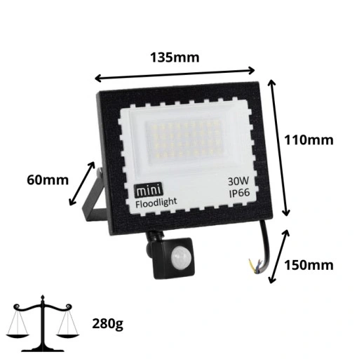 HALOGEN LED 30W NAŚWIETLACZ SLIM CZUJNIK RUCHU ZEWNĘTRZNY DO MAGAZYNU