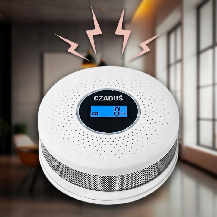 Czujnik czadu dymu bezprzewodowy JKD-512COM certyfikowany detektor alarm