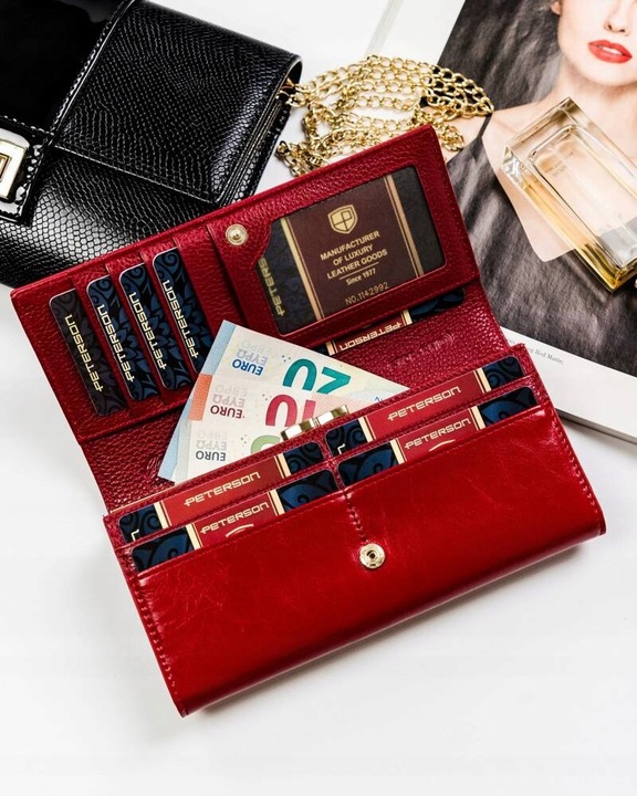 PETERSON pojemny portfel skórzany damski bigiel