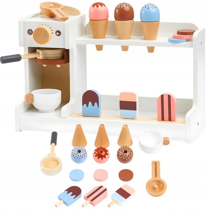 Drewniana Kawiarnia Lodziarnia Z Ekspresem Do Kawy Zabawka Dla Dziecka