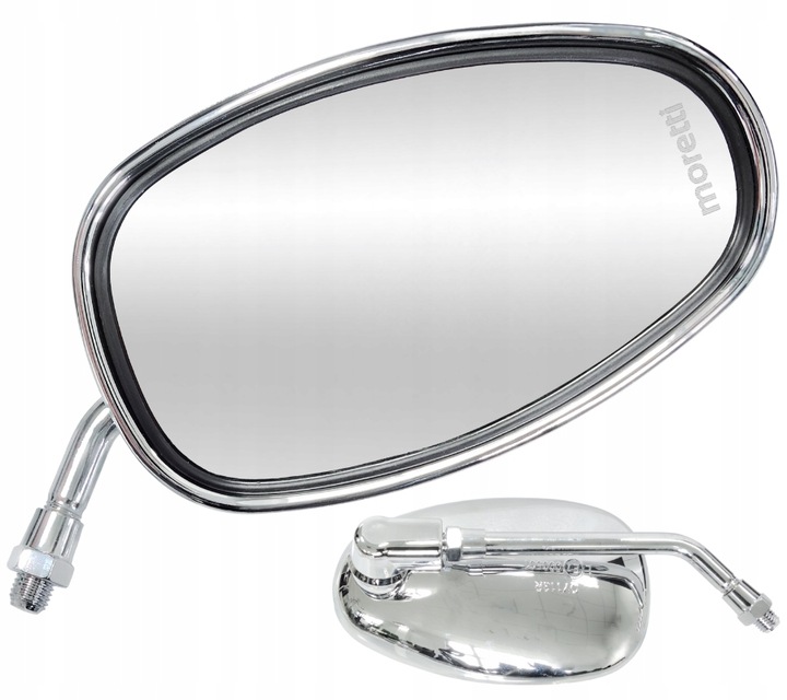 LUSTERKA DO MOTOCYKLA MOTOCYKLOWE M10 Duże Chrom Chopper Bobber MORETTI