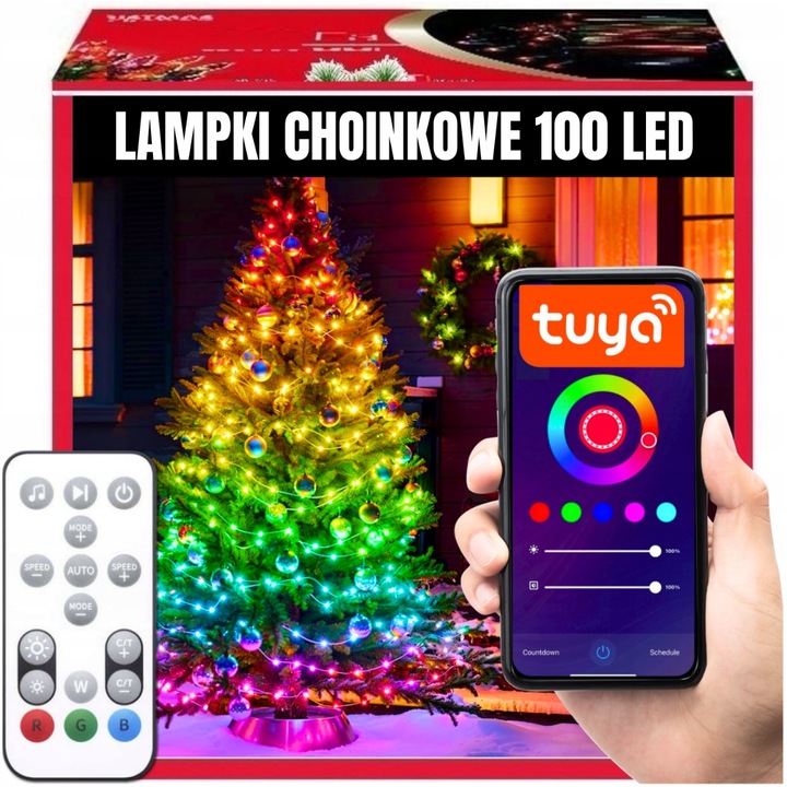 LAMPKI CHOINKOWE 100LED MULTIKOLOR ŚWIĄTECZNE SMART WIFI PILOT 10M