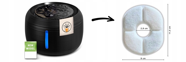 AUTOMATYCZNE PODIŁO FONTANNA 2,5L LED dla kota i psa, SUPER CICHE POIDEŁKO