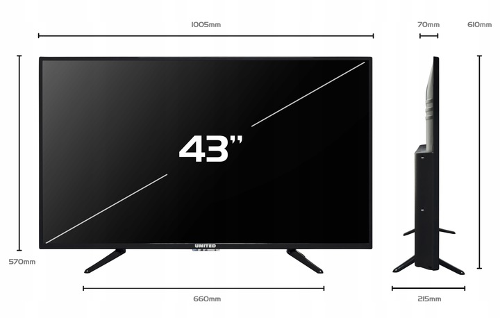 Telewizor LED United 43DU58 43 cale 4K UHD HDR DVB-T2 HEVC czarny